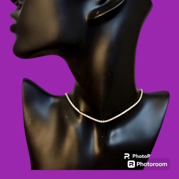 Goldtone Pave Tennis Choker Necklace - Picture 1 of 4